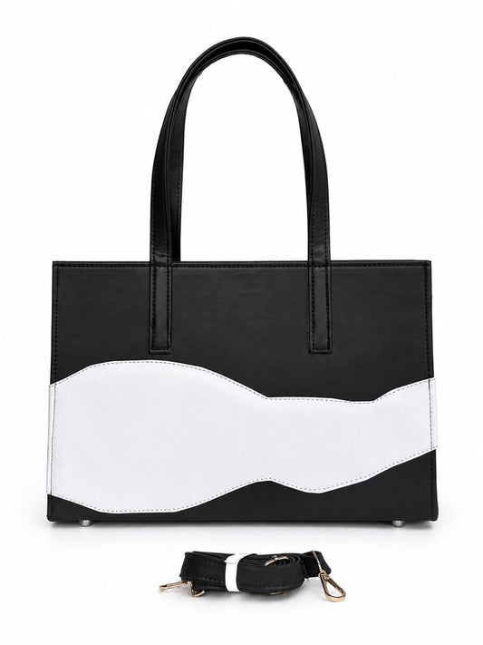 Major Maxi Bag spacious handmade leather bag black and white
