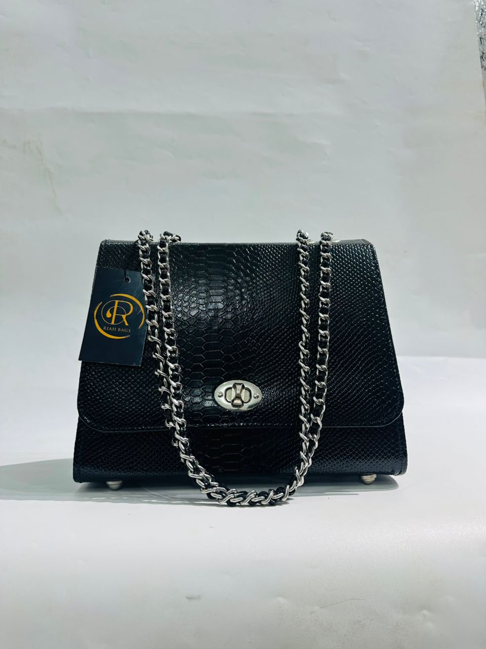 NNE Midi Bag handmade leather everyday bag in black