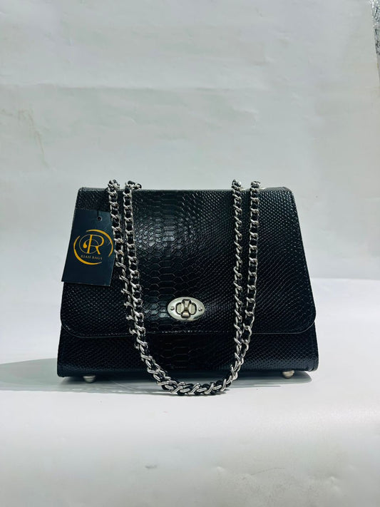NNE Midi Bag handmade leather everyday bag in black